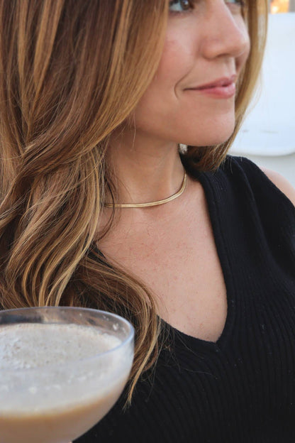 18K Gold Herringbone Chain Necklace: 16" / 3mm