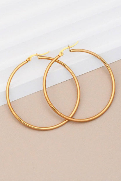 18K Gold Plated Waterproof Stainless Steel Hoop Earrings - 7147: S0OX3T7147 Gold