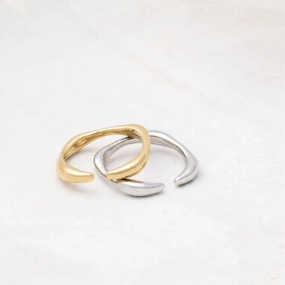 18K Gold PVD  Adjustable Simple Ring: Gold