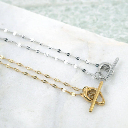 18K Gold PVD Abstract Carabiner Bracelet: Gold
