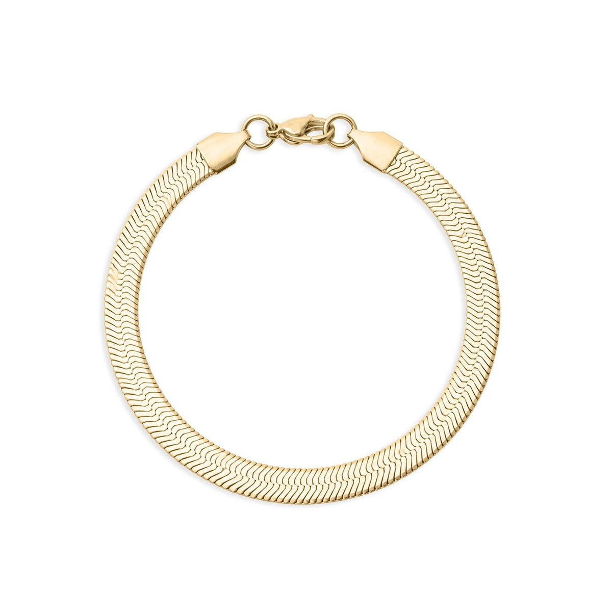 14K Gold plated 7.5 PLUS™ Herringbone Chain Bracelet: Gold