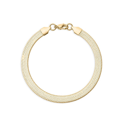 14K Gold plated 7.5 PLUS™ Herringbone Chain Bracelet: Gold