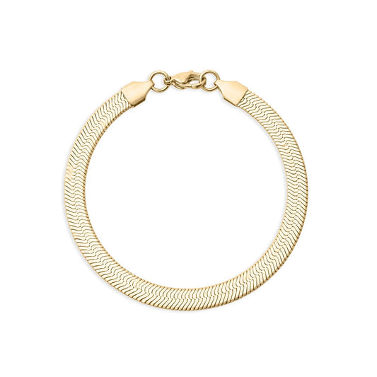 14K Gold plated 7.5 PLUS™ Herringbone Chain Bracelet: Gold