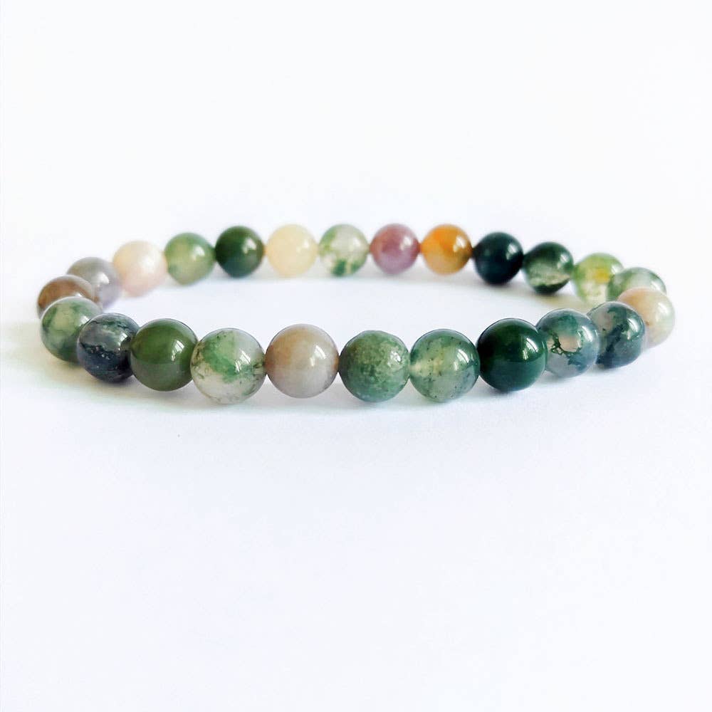 8MM Elastic Natural Stone Bracelets - Indian Agate