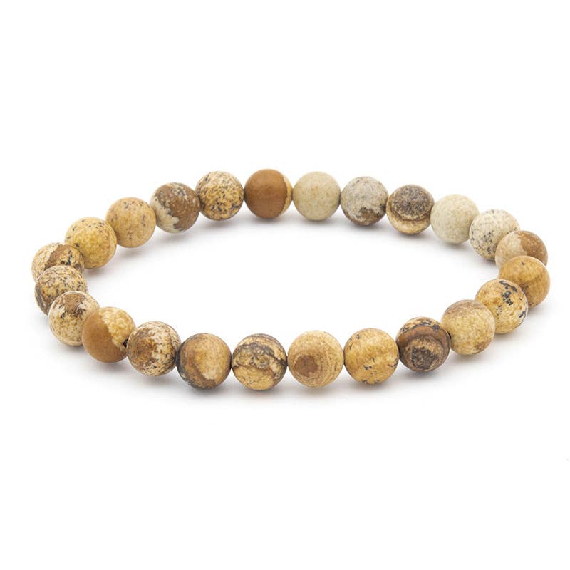 8MM Elastic Natural Stone Bracelets - Blue white stone