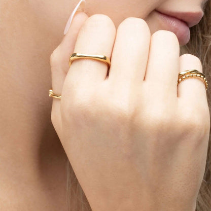 18K Gold PVD  Adjustable Simple Ring: Gold
