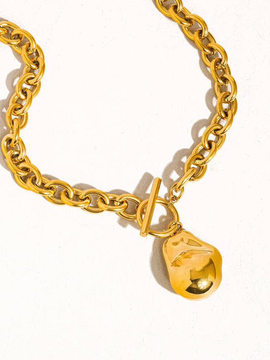 Ciel 18K Non-Tarnish Large Pearl Chain Necklace: Yellow Gold