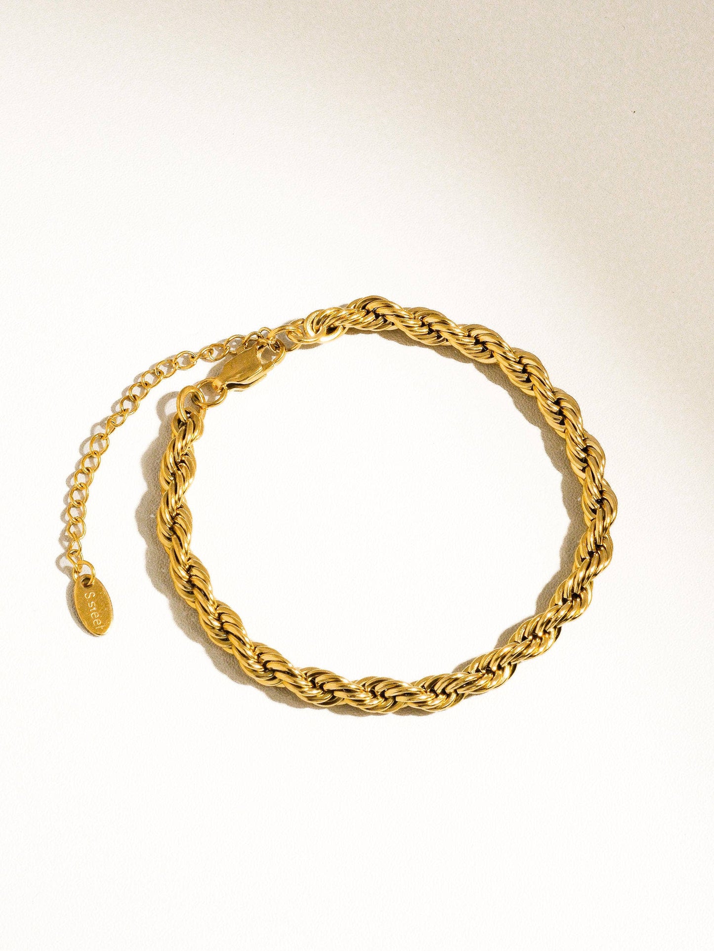 Sadie 18K Gold Non-Tarnish Braided Stackable Bracelet: Yellow Gold