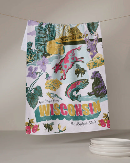 Greetings From Wisconsin Tea Towel