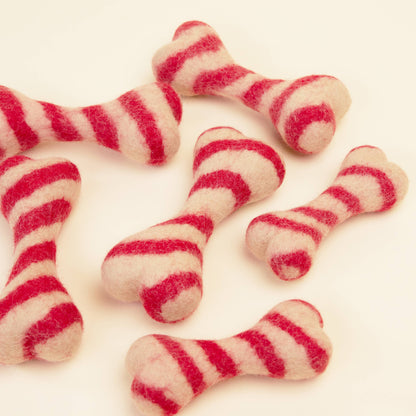 CANDY CANE WOOL BONE: Small