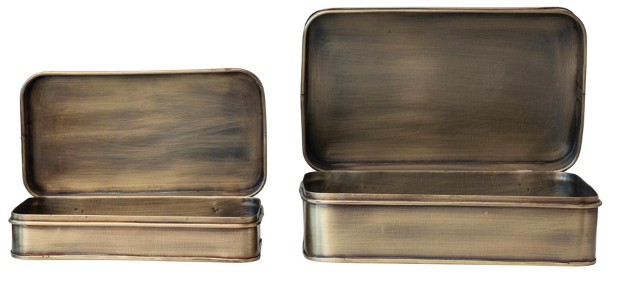 Brass Stackable Boxes Set of 2