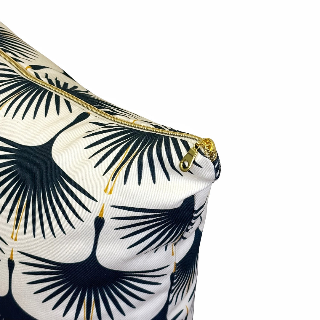 Art Deco Swans Pillow Cover - Navy