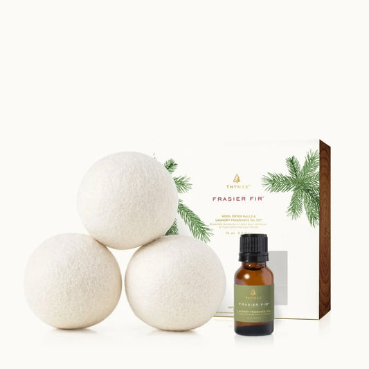 Thymes Frasier Fir Dryer Balls & Fragrance Set