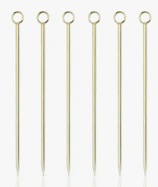 Set of 6 Cocktail Picks - Gold
