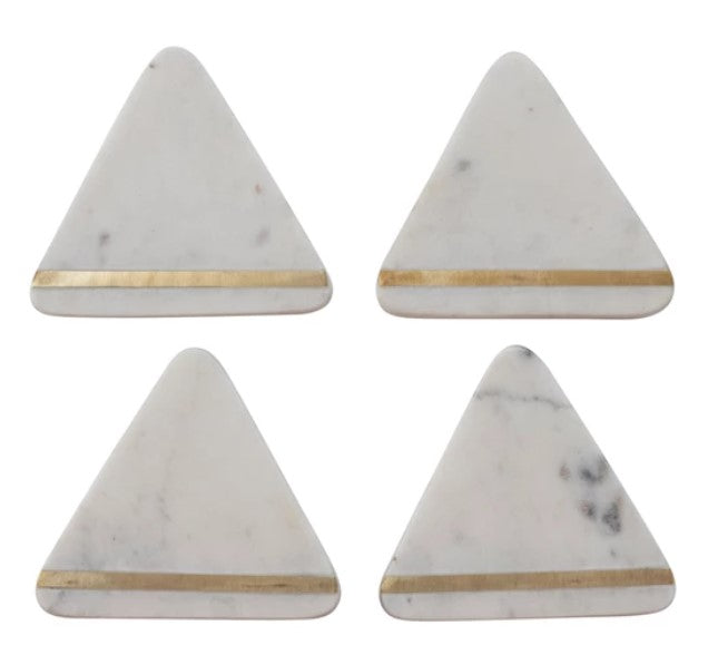 4 Triangle Marble Coasters with Gold Inlay