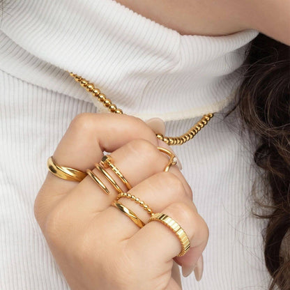 18K Gold PVD Twisted Nail Ring: Gold / 8
