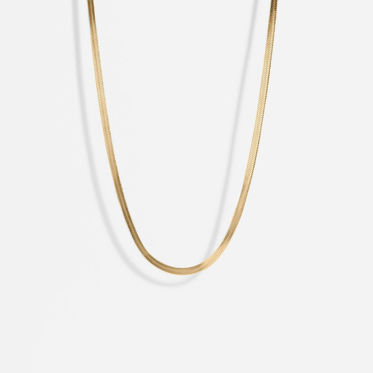 18K Gold tarnish free Herringbone Chain Necklace: 14" / 3mm