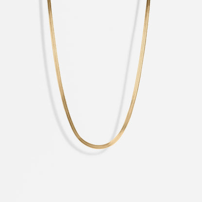 18K Gold tarnish free Herringbone Chain Necklace: 14" / 3mm
