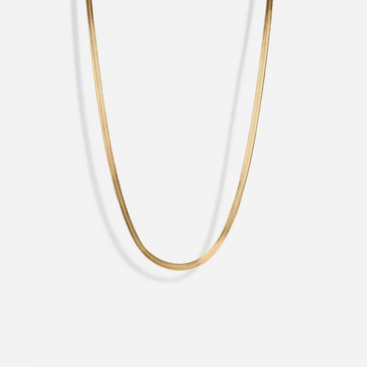 18K Gold tarnish free Herringbone Chain Necklace: 14" / 3mm
