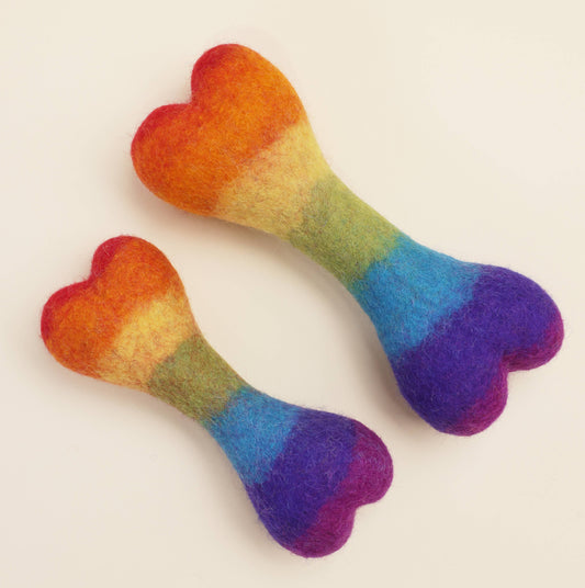 RAINBOW WOOL BONE: Small
