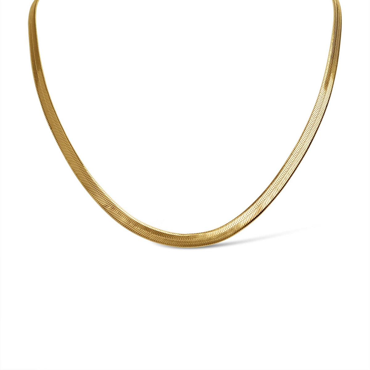 18K Gold Herringbone Chain Necklace: 16" / 5.5mm