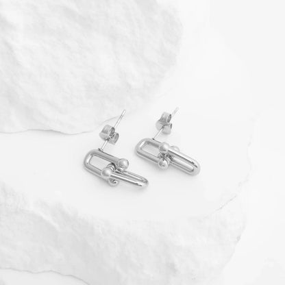 18K Gold PVD Thick Ulock Chain Earrings: Gold