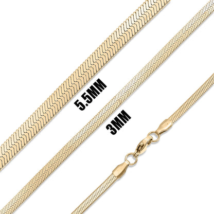 18K Gold plated Herringbone Chain Necklace: 20" / 3mm