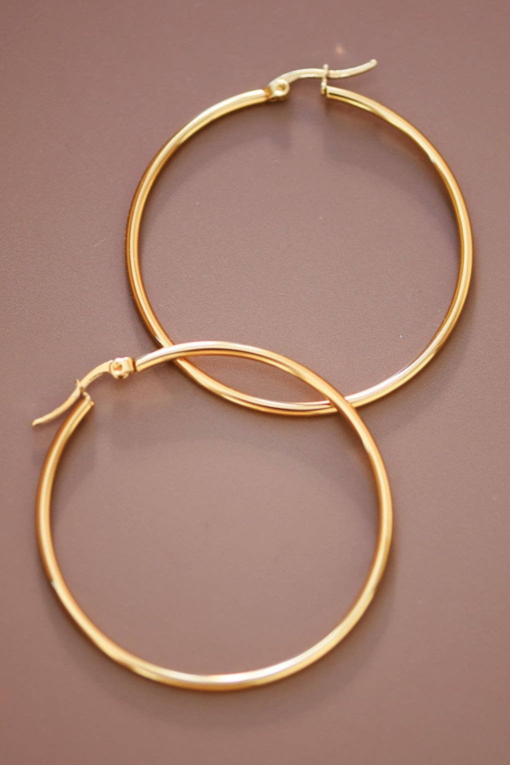 18K Gold Plated Waterproof Stainless Steel Hoop Earrings - 7147: S0OX3T7147 Gold