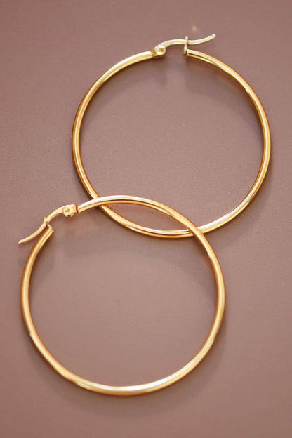 18K Gold Plated Waterproof Stainless Steel Hoop Earrings - 7147: S0OX3T7147 Gold