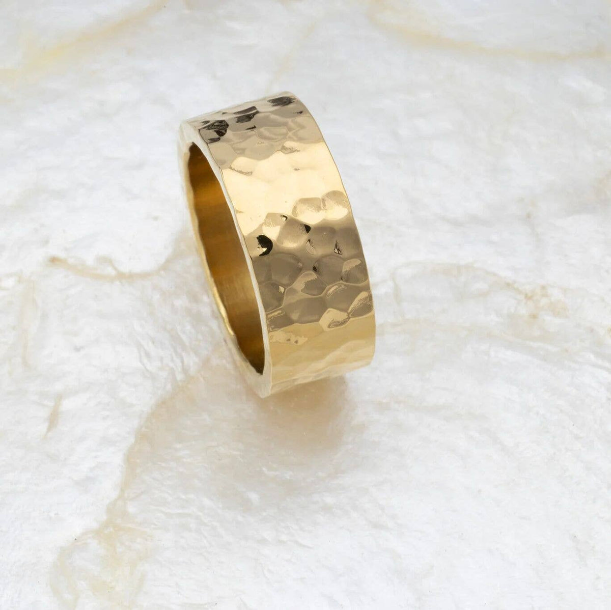 18K gold plated Hammered Statement Ring: Gold / 6