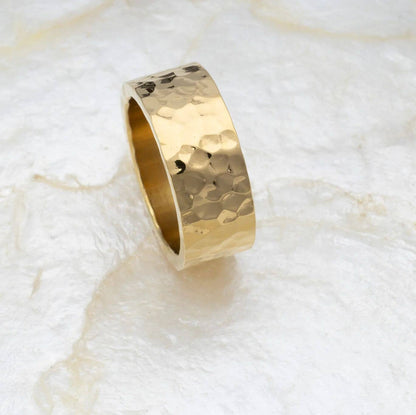 18K gold plated Hammered Statement Ring: Gold / 6