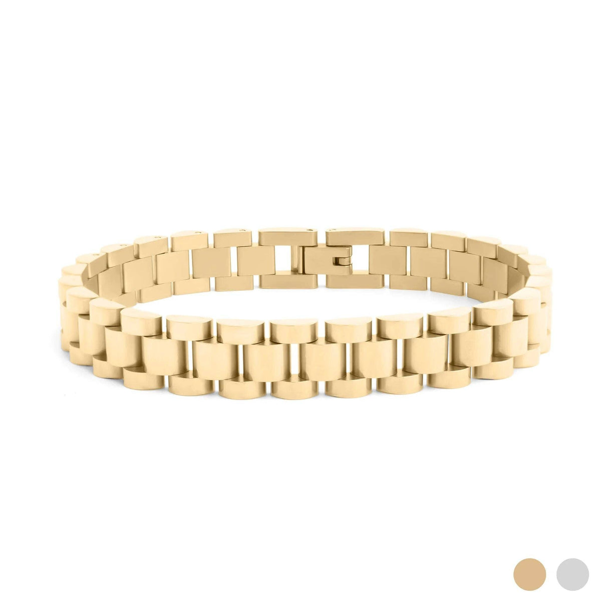 18K Tarnish free Watchband Chain Bracelet: Gold