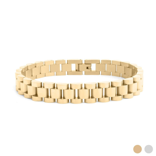 18K Tarnish free Watchband Chain Bracelet: Gold