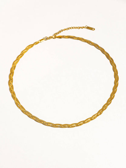 Vedette 18K Gold Non-Tarnish Braided Snake Chain Necklace: Yellow Gold