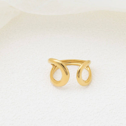 18K Gold PVD  Crescent Cuff Adjustable Ring: Gold