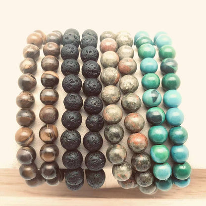 8MM Elastic Natural Stone Bracelets - Green stone