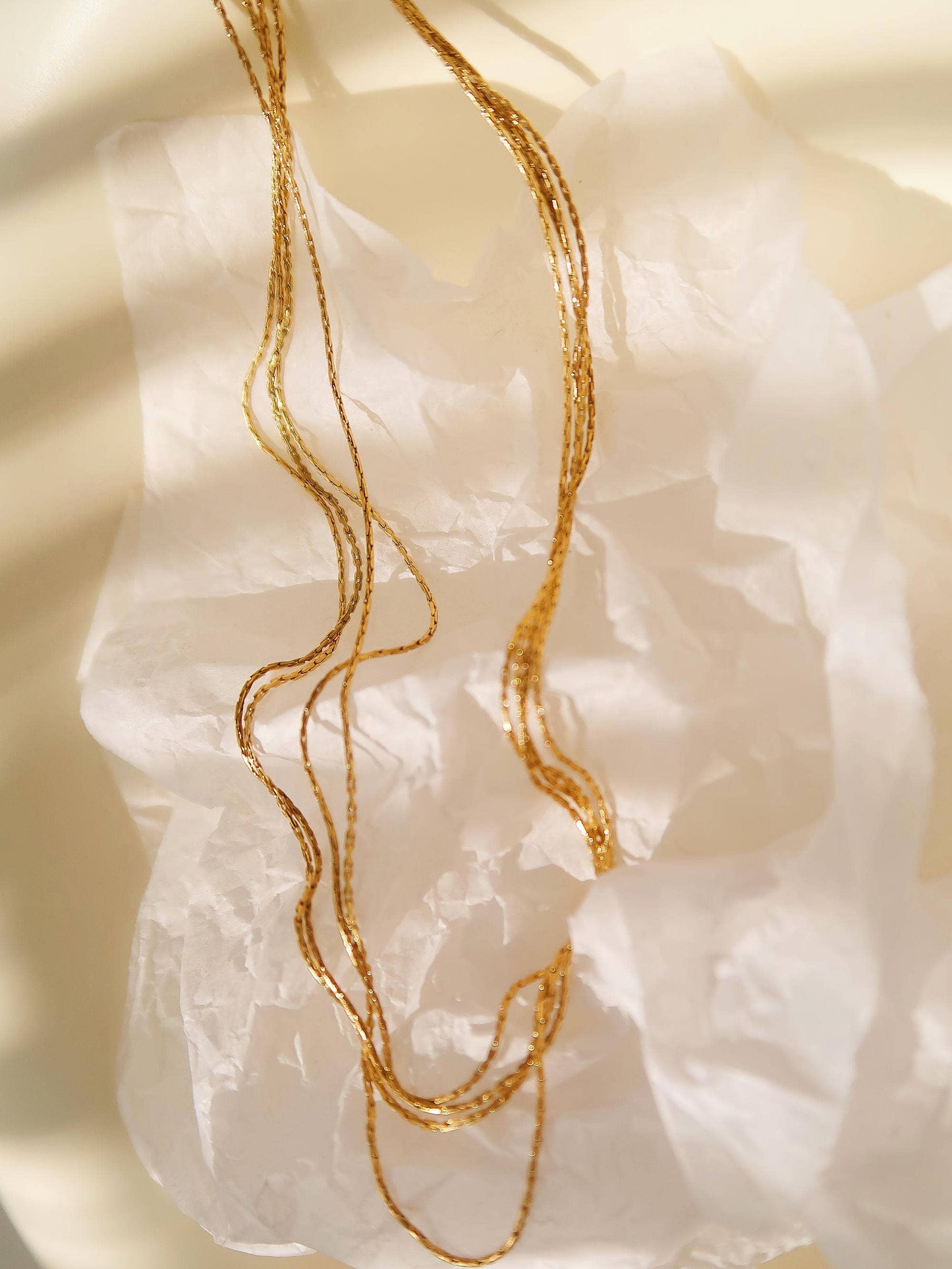 Palisse 18K Gold Non-Tarnish Layered Dainty Chain Necklace: Yellow Gold