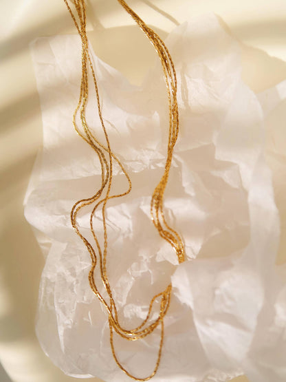 Palisse 18K Gold Non-Tarnish Layered Dainty Chain Necklace: Yellow Gold