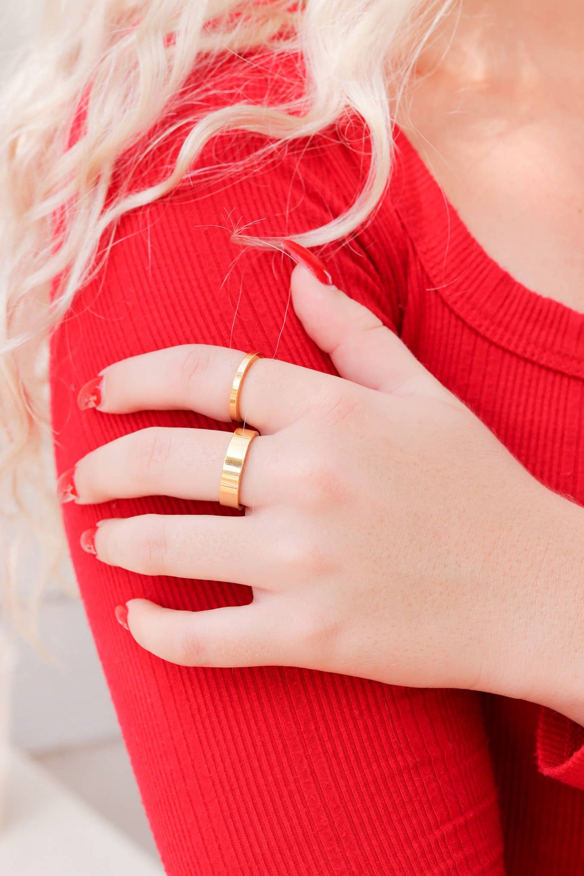 18K Gold PLATED Blank Flat Band Ring: 8 / 3mm