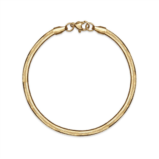 18K plated Herringbone Chain Bracelet: 7" / 3mm