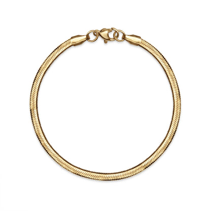 18K Gold plated Herringbone Chain Bracelet: 7" / 5.5mm