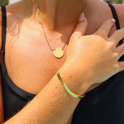 18K plated Herringbone Chain Bracelet: 7" / 3mm