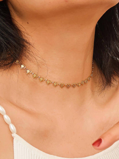 Agathe 18K Gold Non-Tarnish Dainty Heart Choker: Yellow Gold