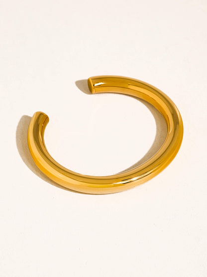 Roussel 18K Gold Non-Tarnish Classic Cuff Bangle: Yellow Gold