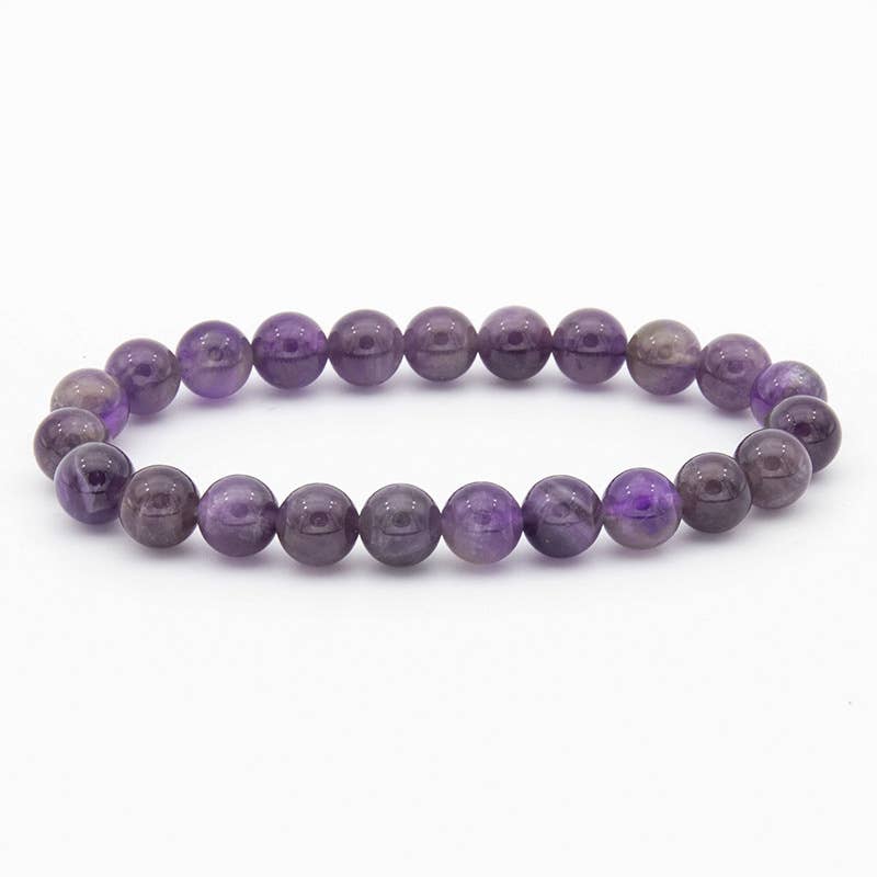 8MM Elastic Natural Stone Bracelets - Grey flash