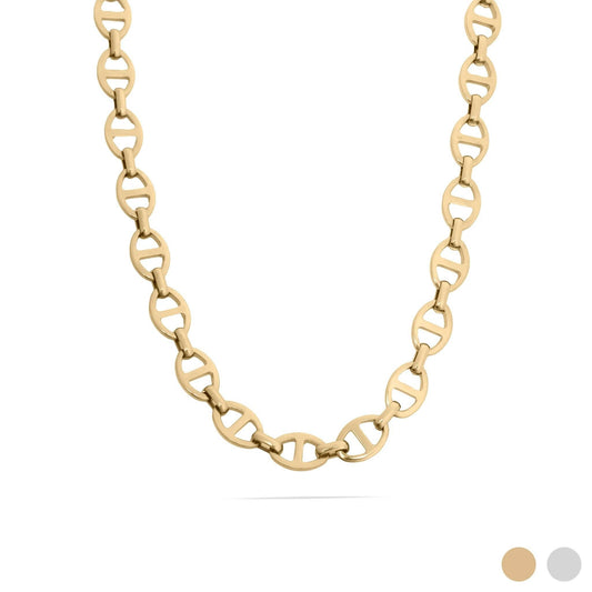 18K Gold PVD Thick Oval Chain Necklace: Gold