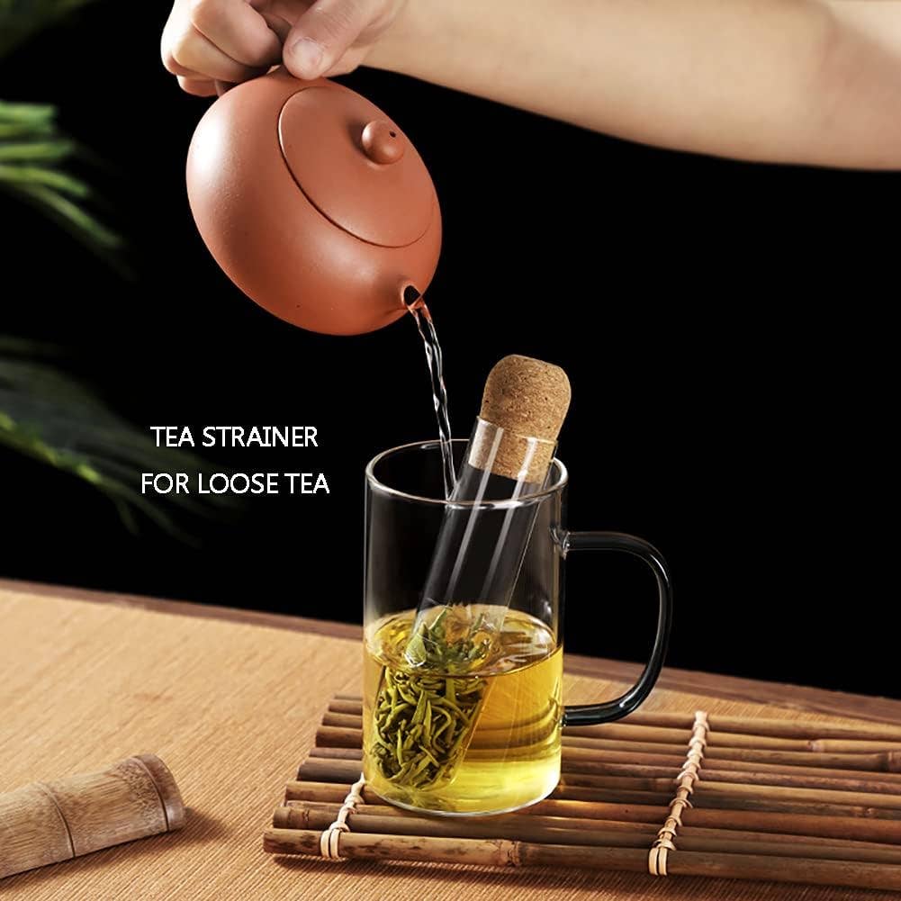 Glass Tube Tea Infuser with Cork Lid – 6.1” Herbal Steeper