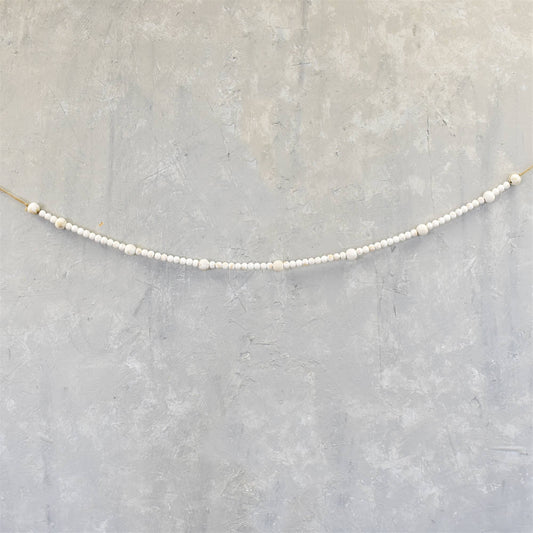 White Washed French Market Wood Bead Garland 34''