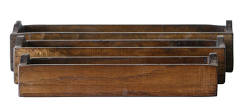 Set of 3 Found Wood Box Tray