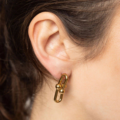 18K Gold PVD Thick Ulock Chain Earrings: Gold